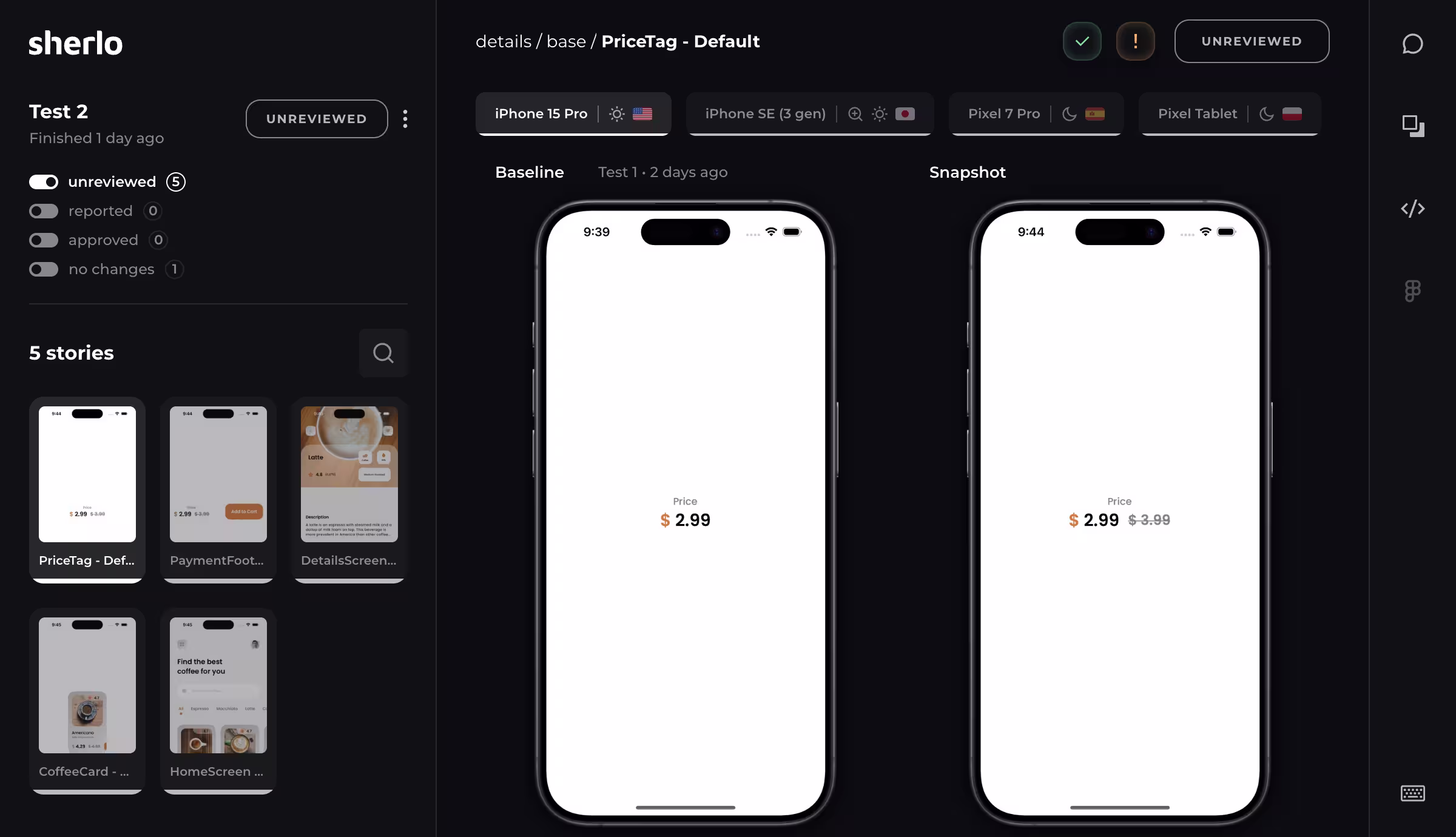 Screenshot of the Sherlo web application